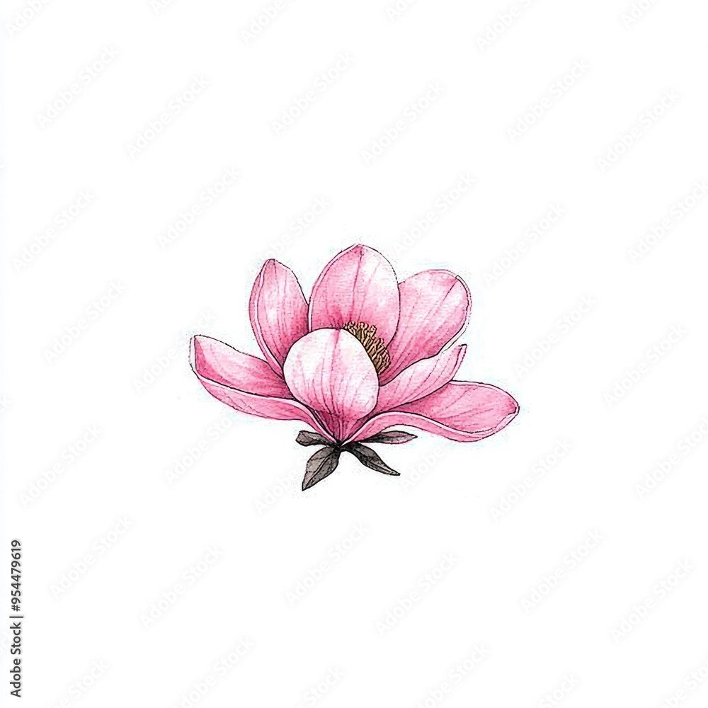 Pink Magnolia Flower Illustration Pink Magnolia Flower Illustration