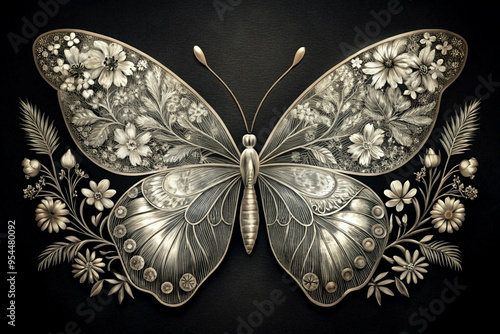 Art Deco Butterfly with Floral Accents A Timeless Fusion of Elegance and Nature