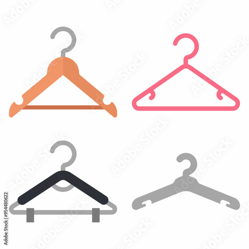 Clothes hangers vector cartoon set isolated on a white background.