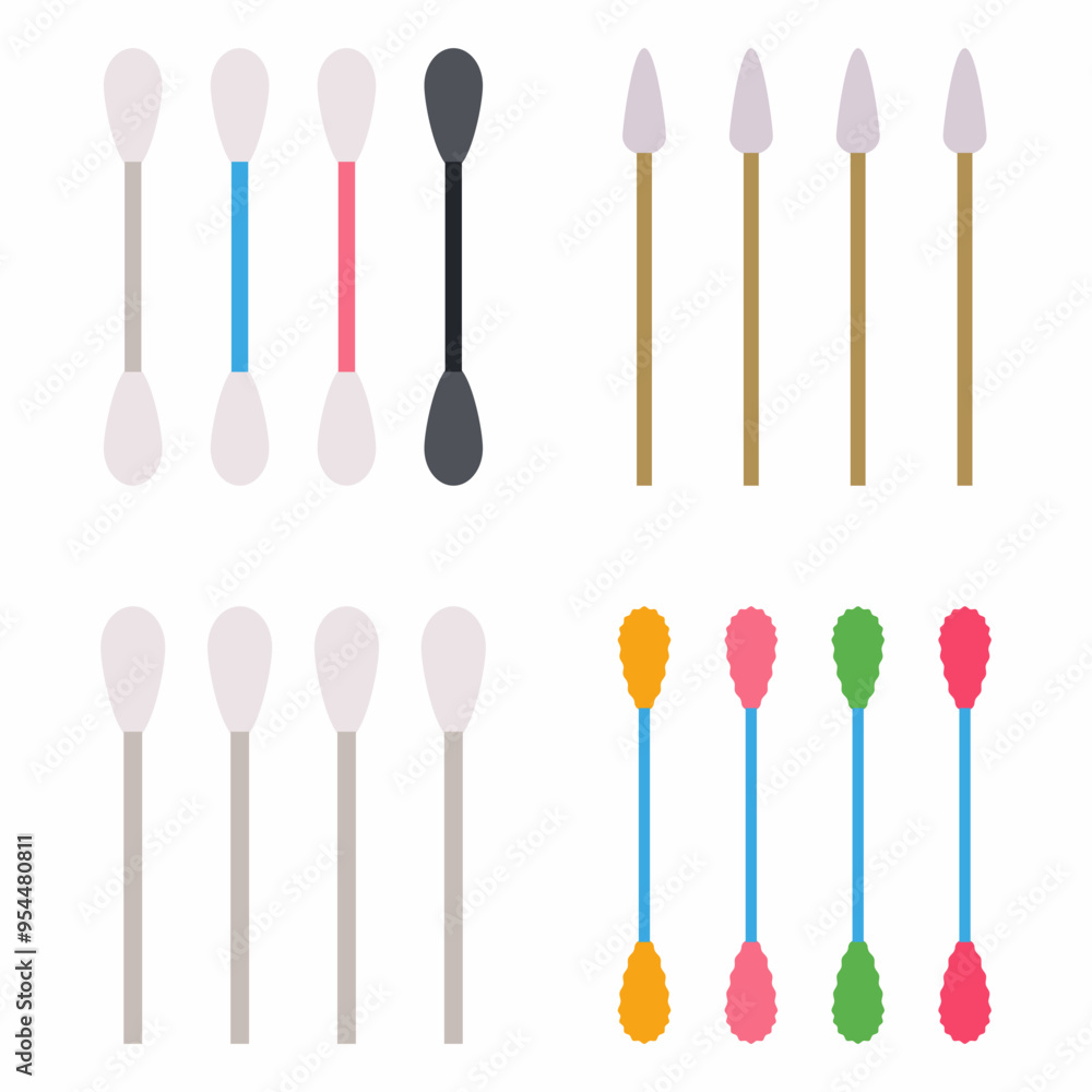 Cotton swabs vector cartoon set isolated on a white background. Cotton swabs vector cartoon set isolated on a white background.
