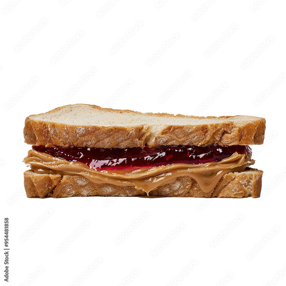 Peanut butter and jelly sandwich toast, isolated on white background. Peanut butter and jelly sandwich toast, isolated on white background.