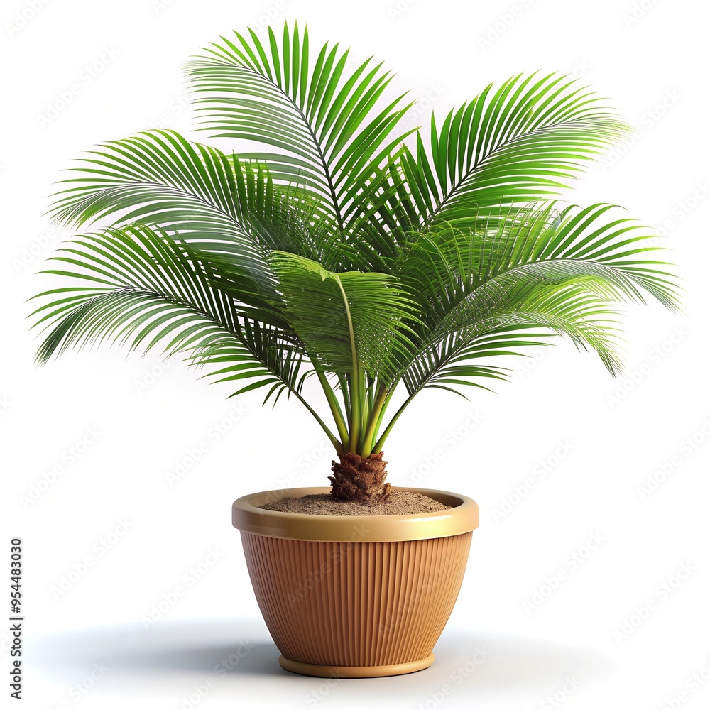 Fototapeta premium palm tree isolated on a white background—tropical leaf.