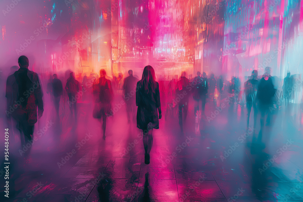 Neon Dreamscape: Figures in the Mist of Imagination - Generative AI Neon Dreamscape: Figures in the Mist of Imagination - Generative AI