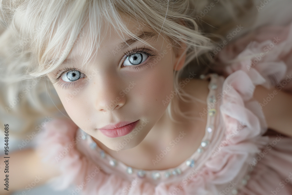 Portrait of a cute girl with blonde hair wearing pink ballerina costume Portrait of a cute girl with blonde hair wearing pink ballerina costume