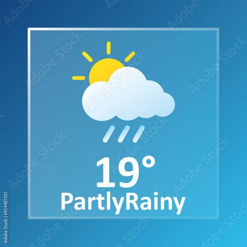 Partly rainy 19 Degrees Celsius weather forecast. Cloudy, lightning, thunderstorm, downpour, overcast, cold, wind speed, air, precipitation, temperature, atmosphere, Fahrenheit, conditions UV synoptic