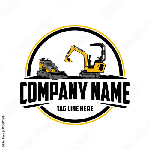 Mini Exavator ,Mini Skid steer loader, logo vector image .