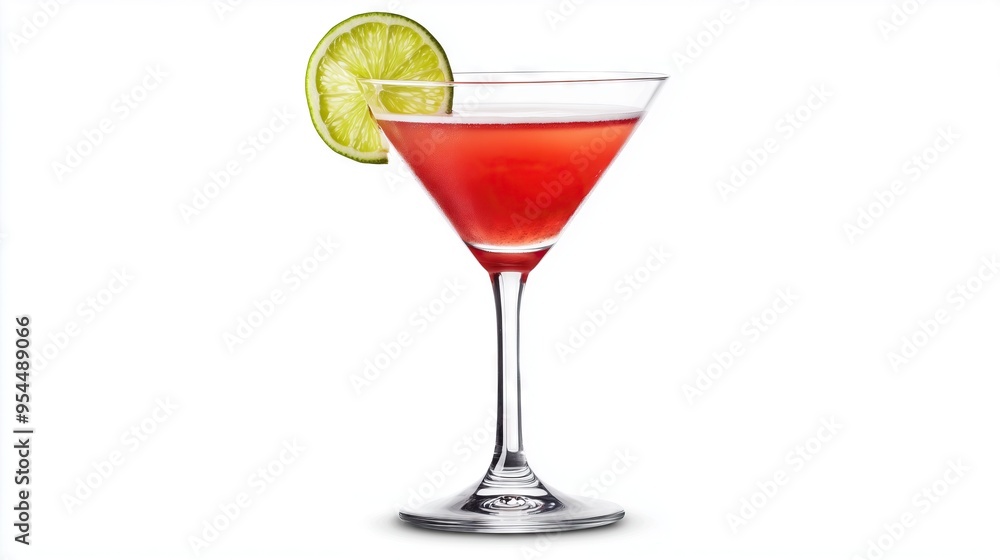 cosmopolitan cocktail with slice of lime on white background cosmopolitan cocktail with slice of lime on white background