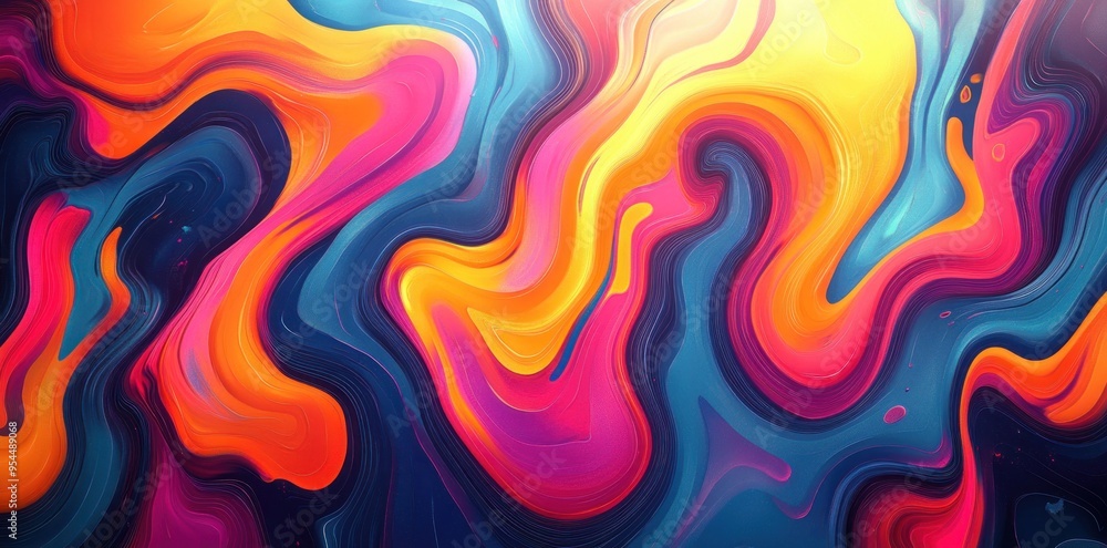 Abstract Swirling Liquid Paint in Vibrant Colors Abstract Swirling Liquid Paint in Vibrant Colors