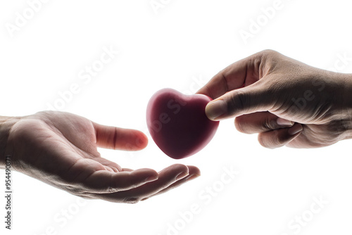 Adult hands giving a red heart, health care, organ donation, family life insurance, world heart day, world health day, praying concept. photo