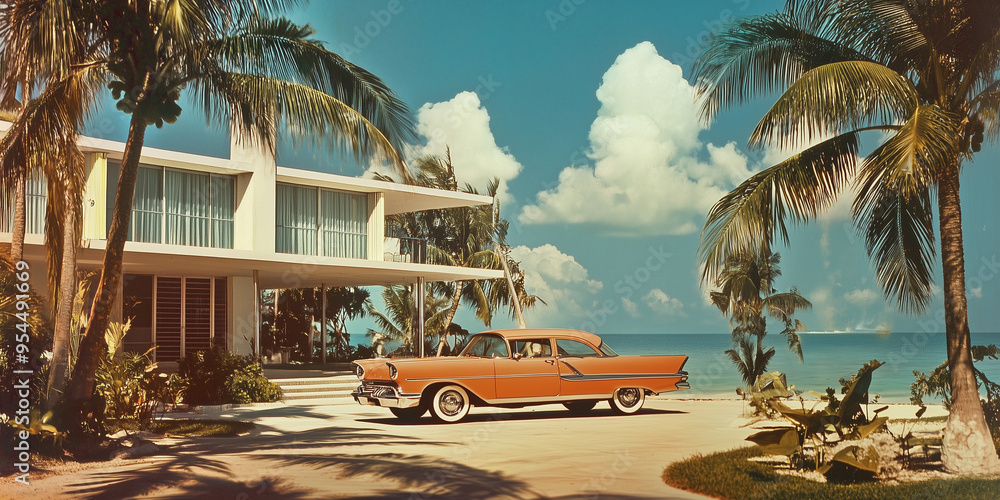 Fototapeta premium Miami in the 1950s vintage 