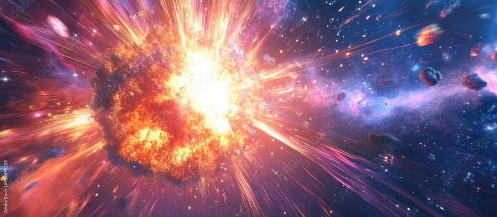 3D cartoon artwork depicting a supernova explosion 3D cartoon artwork depicting a supernova explosion