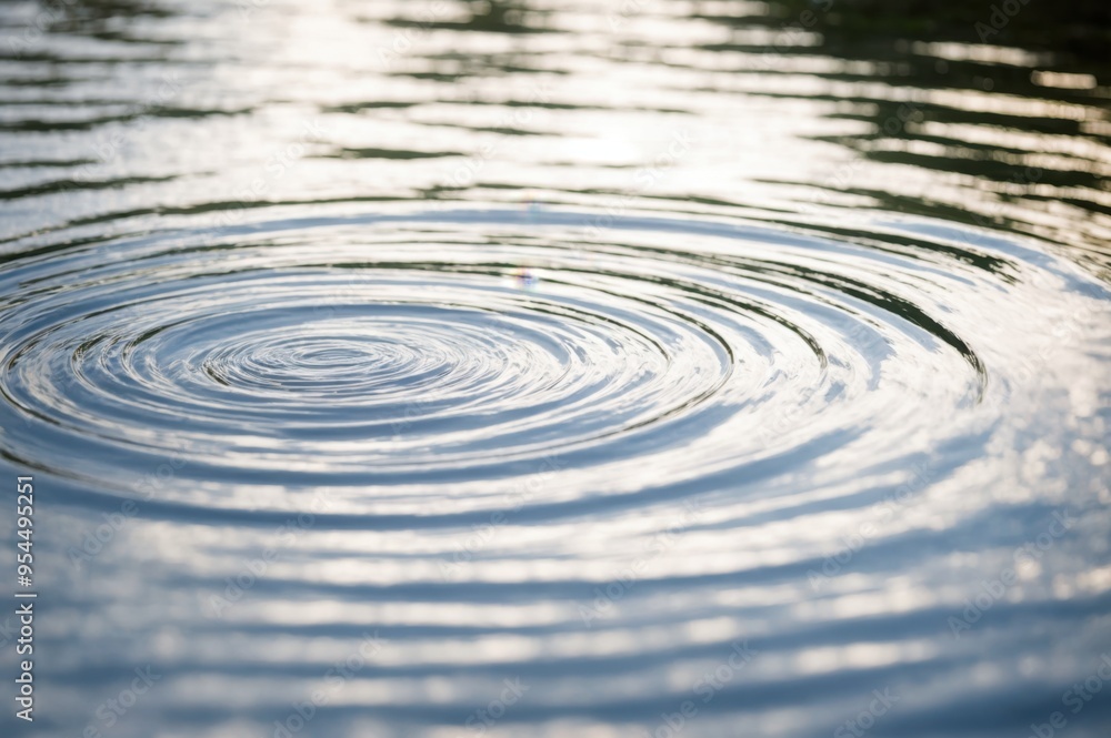 Serene Moment Captured As Ripples Expand On Water's Surface Serene Moment Captured As Ripples Expand On Water's Surface