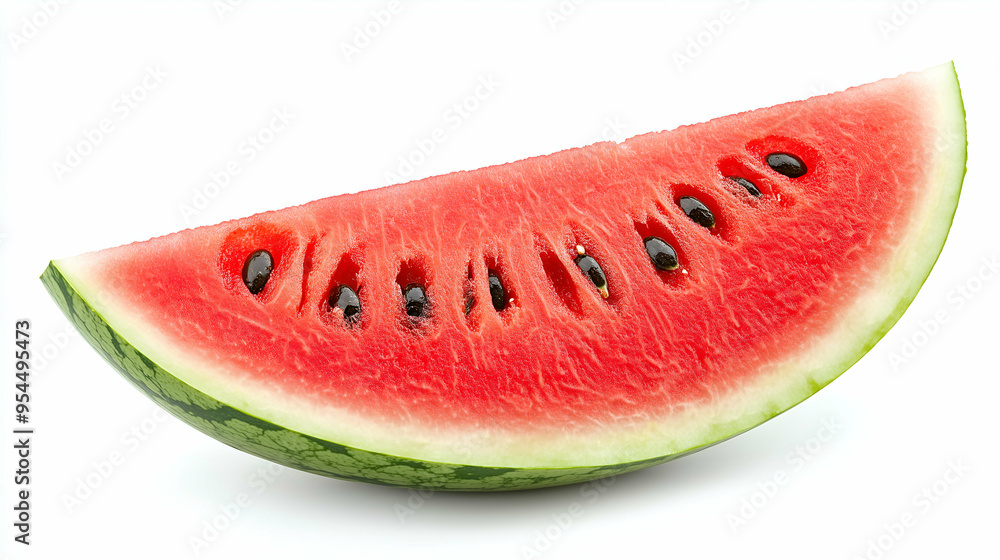 Fresh watermelon slice showcasing its juicy red flesh and black seeds. This vibrant summer fruit is perfect for a refreshing and hydrating snack. Fresh watermelon slice showcasing its juicy red flesh and black seeds. This vibrant summer fruit is perfect for a refreshing and hydrating snack.