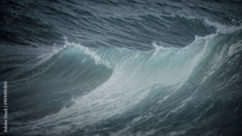 Shimmering digital wave comprised of hovering particles set on a dark background 