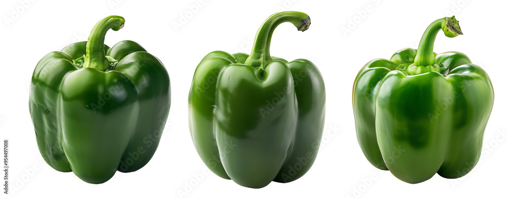 Isolated fresh green bell pepper on isolated transparent background Isolated fresh green bell pepper on isolated transparent background