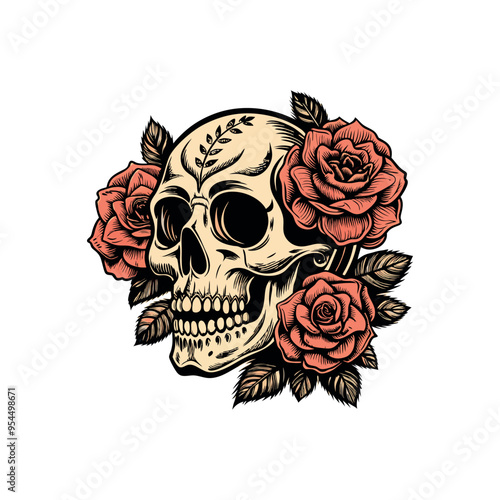 skull and flower