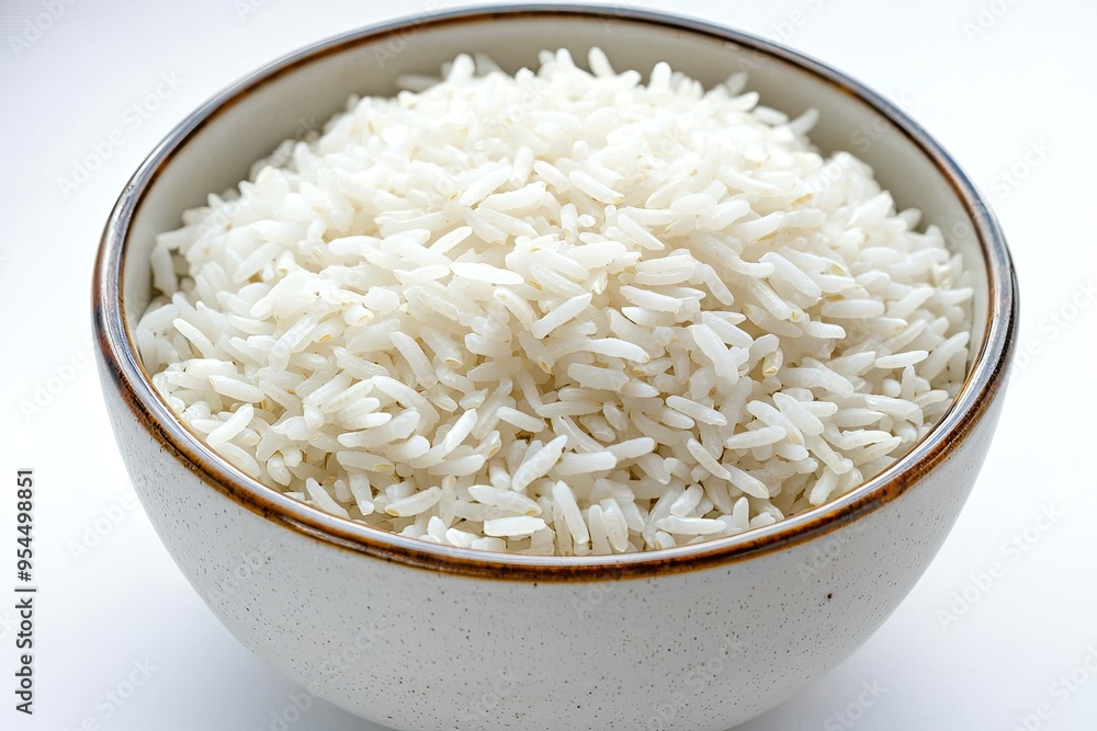 A close-up view of white rice in a bowl, showcasing its texture and natural color, perfect for culinary and food-related themes. A close-up view of white rice in a bowl, showcasing its texture and natural color, perfect for culinary and food-related themes.
