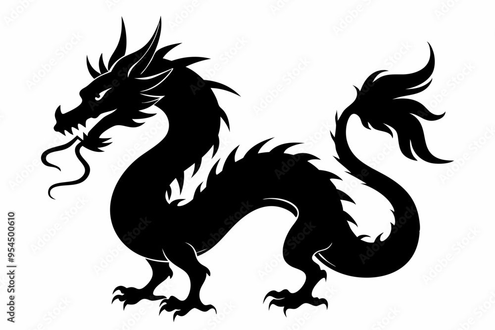 Dragon silhouette, chinese dragon vector silhouette, dragon icon
Dragon silhouette, chinese dragon vector silhouette, dragon icon