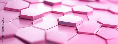 Minimal pink abstract background featuring a hexagon modular 3D rendering