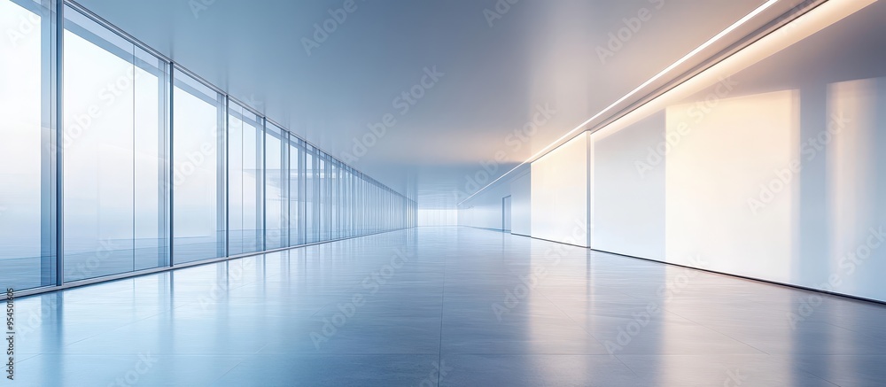 Fototapeta premium Modern Minimalist Office Space with Large Windows and Natural Light