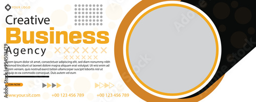 social media banner design and background with circles