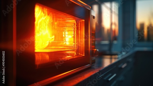 Microwave: A compact device that heats or cooks food using microwave radiation. It often has features for defrosting, reheating, and multiple cooking presets for convenience.
 photo