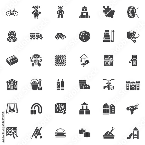 Children's toys vector icons set