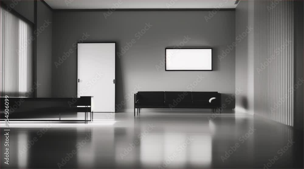 Contemporary living room interior with sofa, table, modern appliances, stylish design and ample natural light. Contemporary living room interior with sofa, table, modern appliances, stylish design and ample natural light.