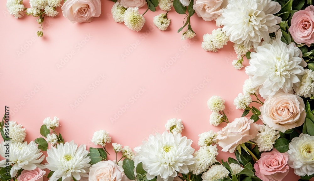 Floral Frame on Pink Background Floral Frame on Pink Background