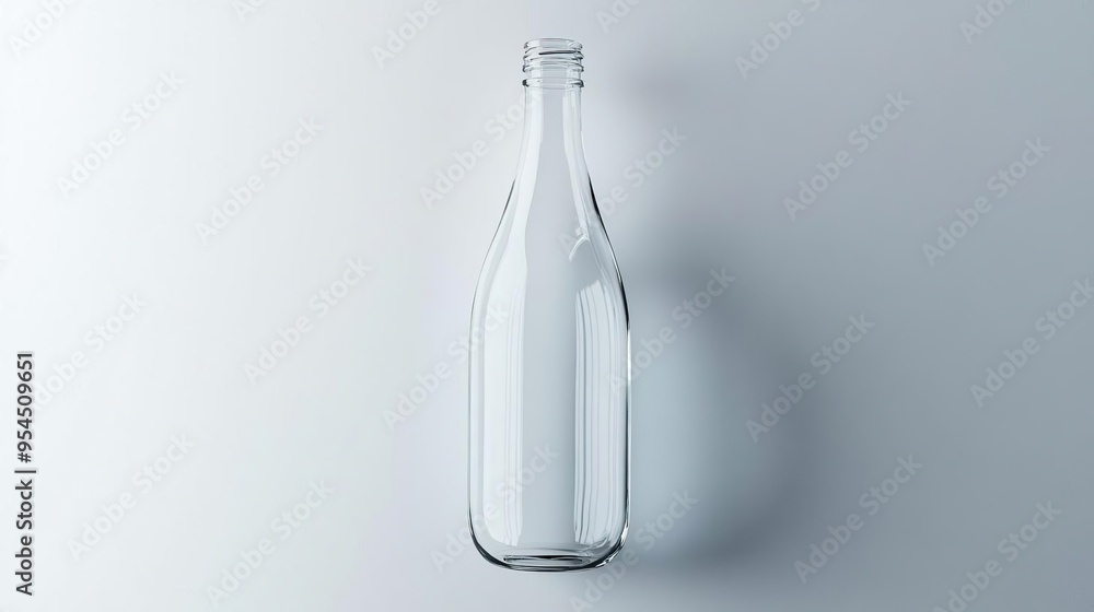 A clear glass bottle displayed against a minimalist background. A clear glass bottle displayed against a minimalist background.