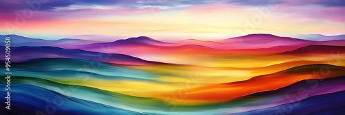 Mountain landscape at sunrise with vibrant colors