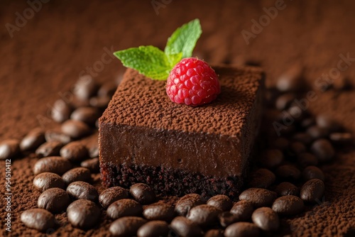 Chocolate Cake with Raspberry and Coffee Beans