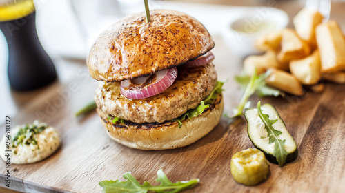 A gourmet plant-based burge...