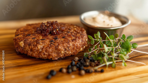 A gourmet plant-based burge...