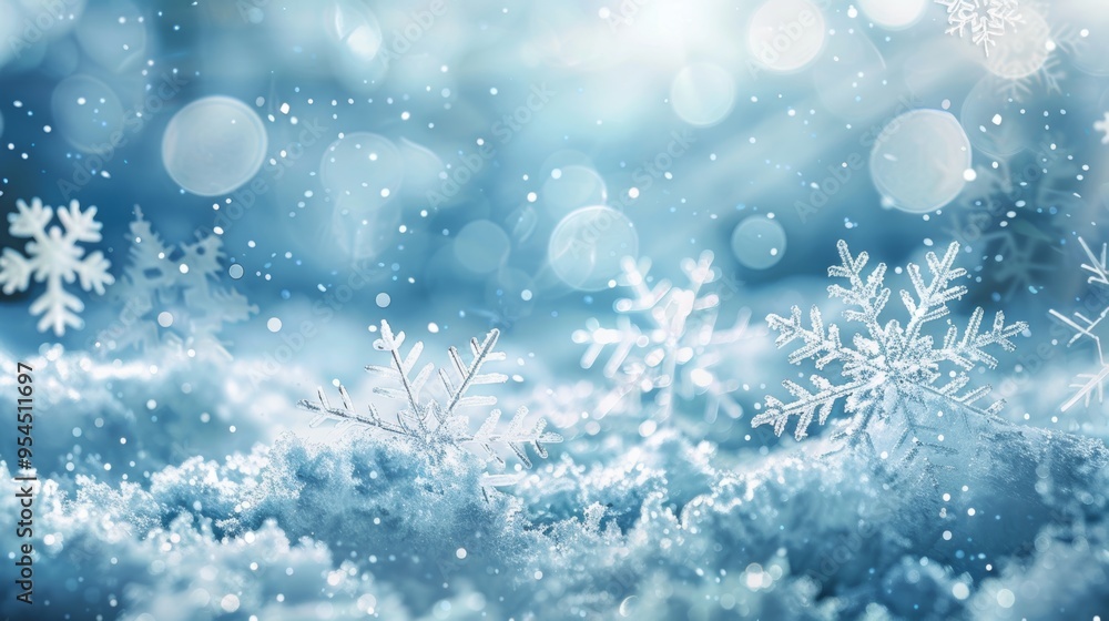 Minimalist abstract winter wallpaper featuring snowflakes and softly glowing elements in cool tones Minimalist abstract winter wallpaper featuring snowflakes and softly glowing elements in cool tones