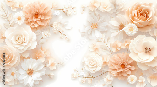 A serene display of cream and peach flowers, perfect for sophisticated designs.