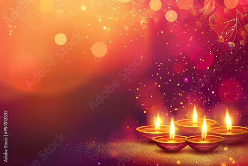 Beautiful greeting card with bright holiday composition for happy and celebrate Diwali