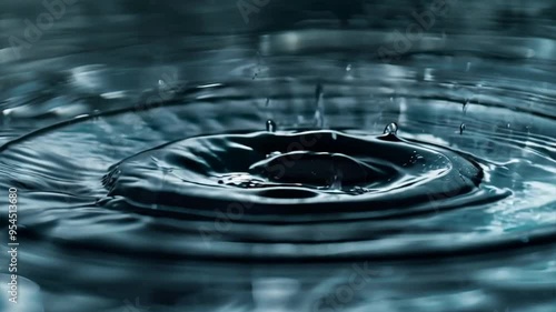 Wallpaper Mural Water Drop Ripples: A single water drop creates a mesmerizing ripple effect, showcasing the delicate beauty and transient nature of the moment. The image captures the fluid dynamics of water, emphasiz Torontodigital.ca