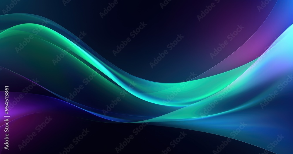 Naklejka premium A vibrant abstract design featuring flowing waves in shades of blue and purple.