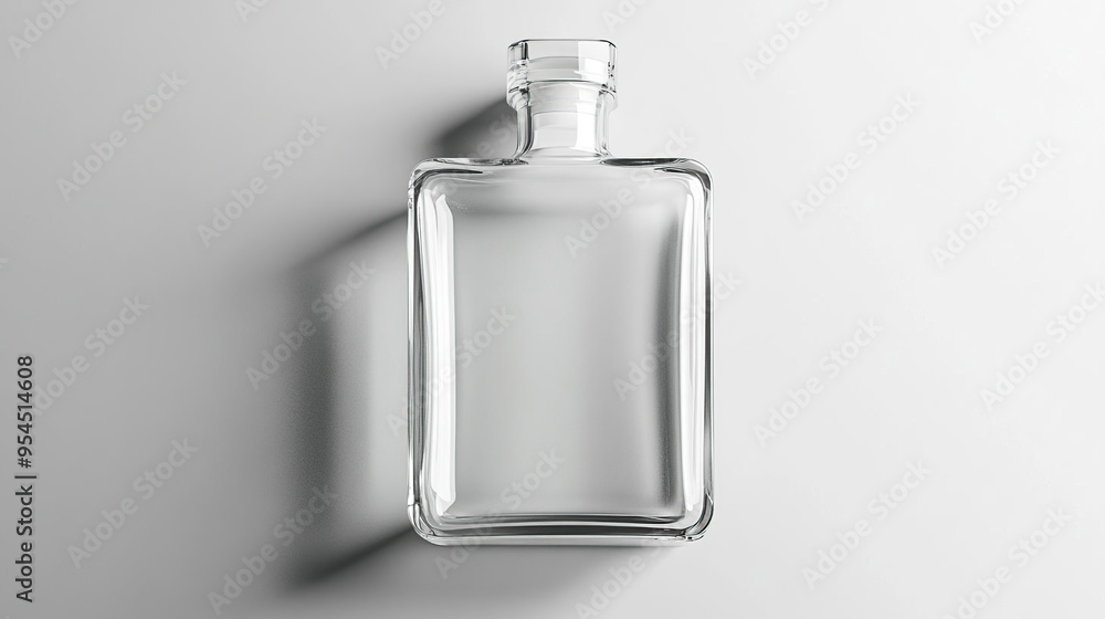 A clear glass bottle with a simple design, suitable for various liquids. A clear glass bottle with a simple design, suitable for various liquids.