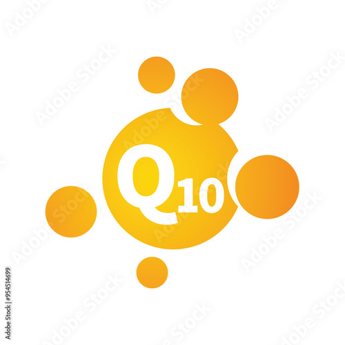 Q10 pill or drug vector icon. Q 10 supplement colorful symbol.