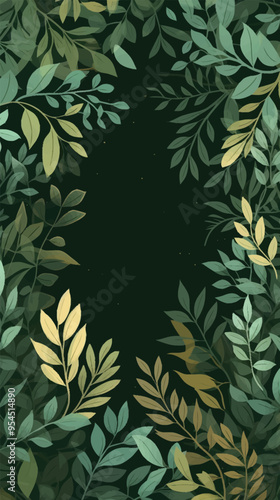 Vector foliage pattern frame