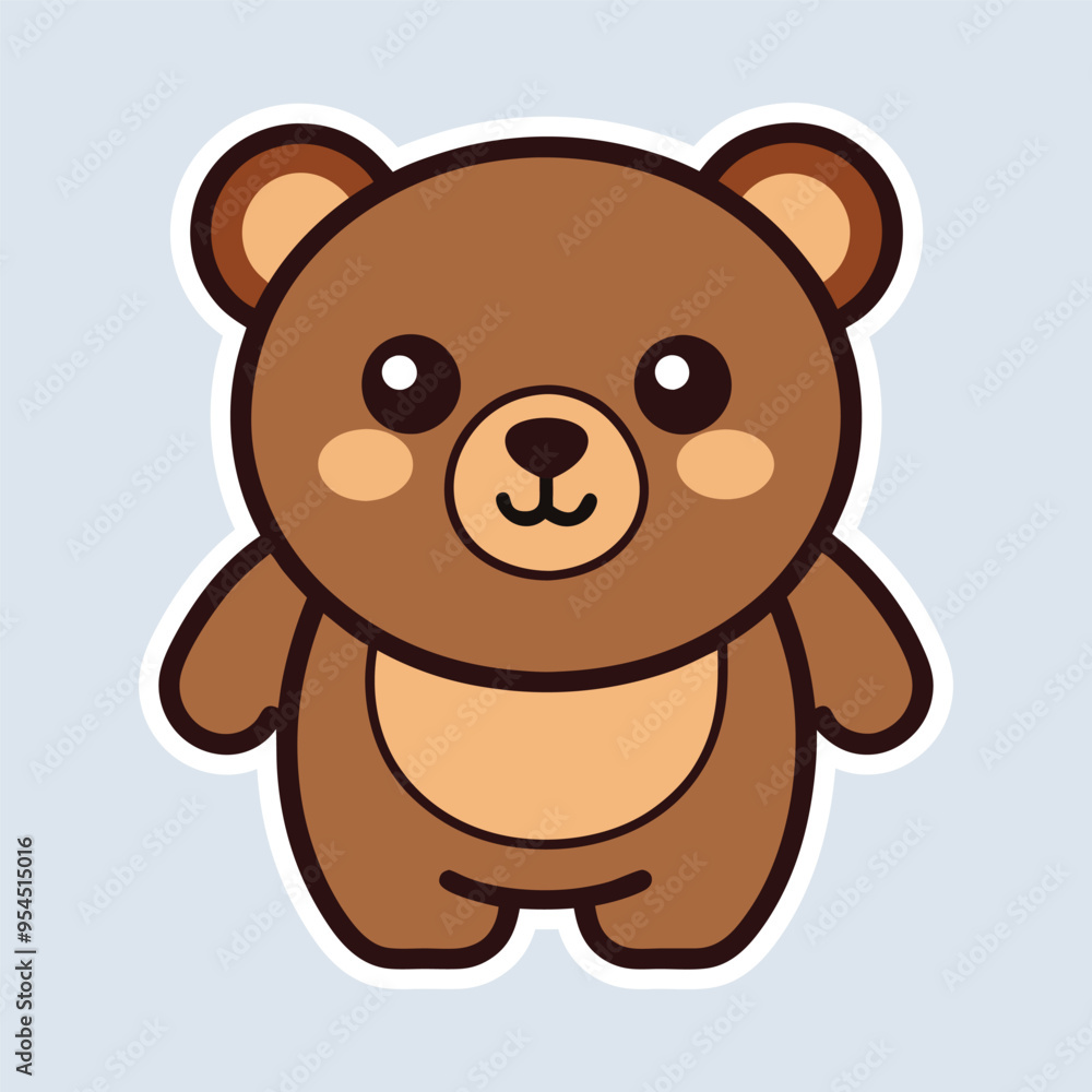 cute kawaii brown bear sticker vector illustration, cute funny bear sticker cute kawaii brown bear sticker vector illustration, cute funny bear sticker