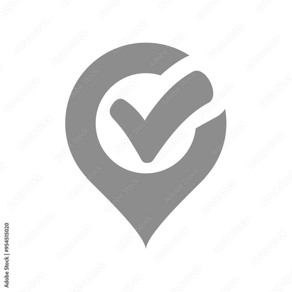 Destination reached vector icon. Map or location pin with checkmark symbol. Destination reached vector icon. Map or location pin with checkmark symbol.