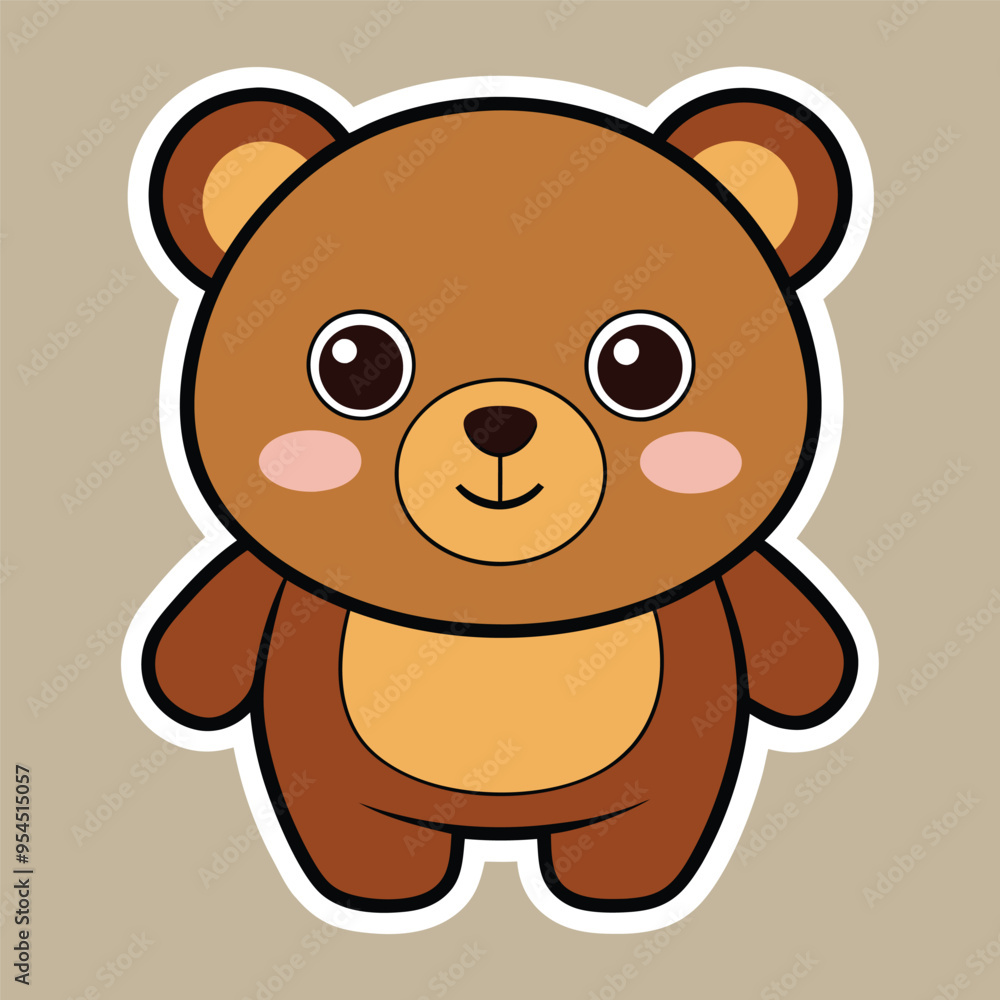 cute kawaii brown bear sticker vector illustration, cute funny bear sticker cute kawaii brown bear sticker vector illustration, cute funny bear sticker