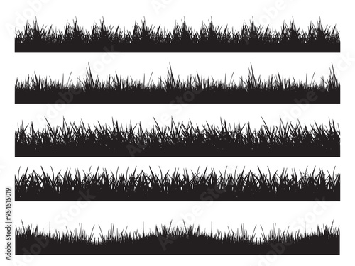set of grass silhouettes