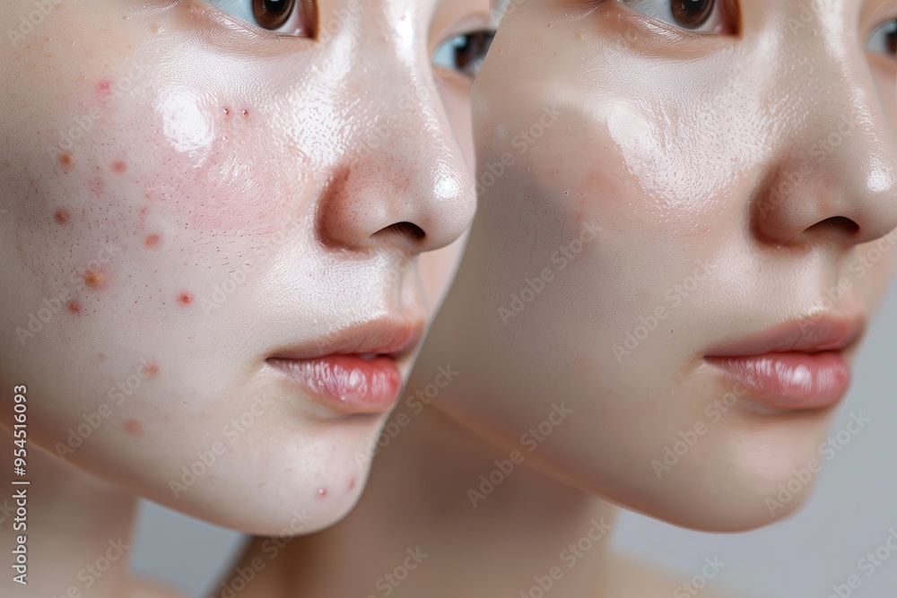 Beauty industry. Smooth skin of a young girl. Asian woman successfully ...