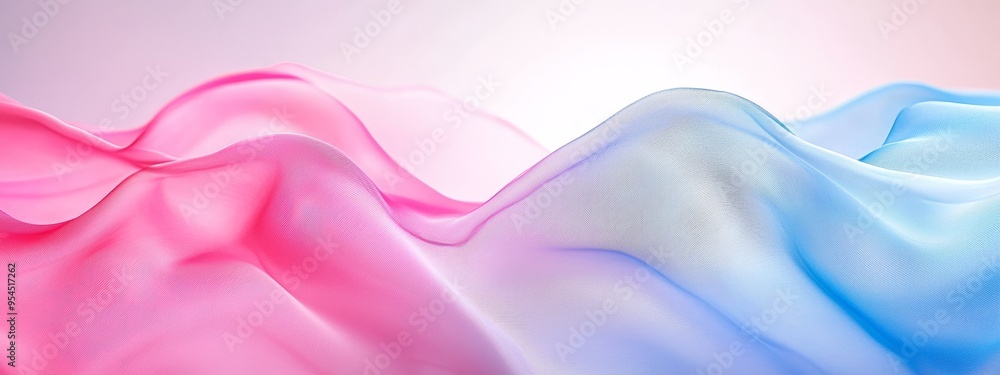 A tight shot of a pink-blue wave overlapping a pink-white background, featuring a smaller pink-blue wave on its left side A tight shot of a pink-blue wave overlapping a pink-white background, featuring a smaller pink-blue wave on its left side