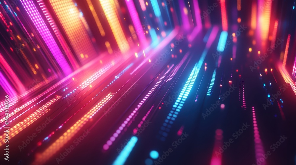 Fototapeta premium Vibrant Abstract Background with Colorful Neon Lights and Dynamic Digital Patterns