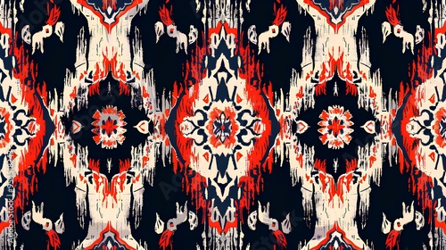intricate geometric ethnic oriental ikat seamless pattern traditional textile design vector illustration.